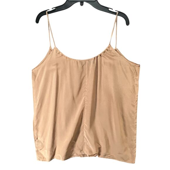 Emma Lang Cami Top Womens M Tan Silk Spaghetti Strap Lightweight Boxy Modern - Picture 3 of 11